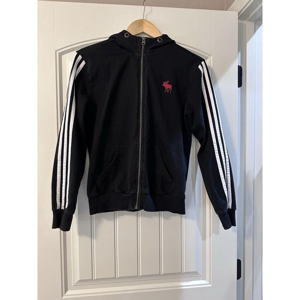 Abercrombie Fitch Sweater Kids XL Black‎ Red Full Zip Up Hoodie Sweatshirt